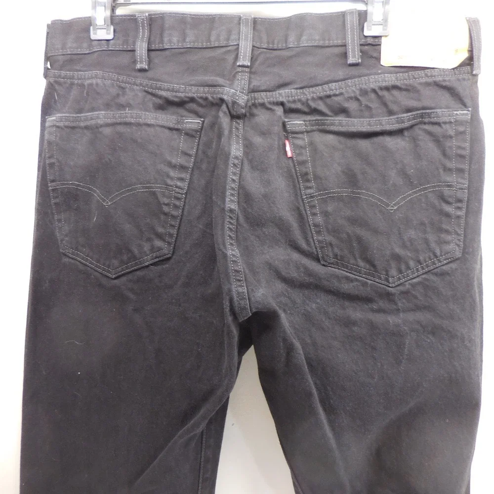 Levis 501 Original Fit Mens Black Denim Jeans Button Fly Straight Leg 42x30